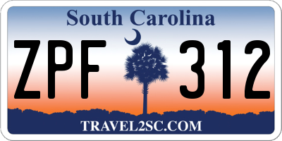 SC license plate ZPF312