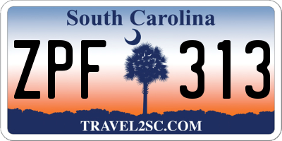 SC license plate ZPF313