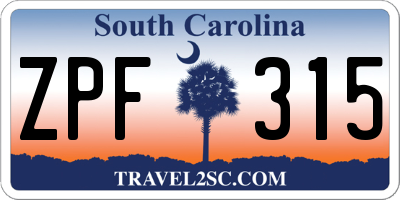 SC license plate ZPF315