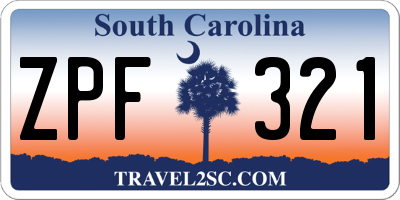 SC license plate ZPF321
