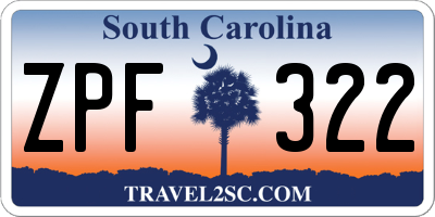 SC license plate ZPF322