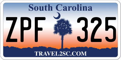 SC license plate ZPF325