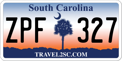 SC license plate ZPF327