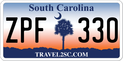 SC license plate ZPF330