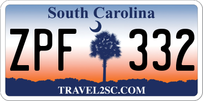 SC license plate ZPF332