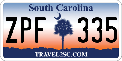 SC license plate ZPF335