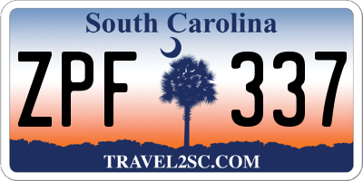 SC license plate ZPF337
