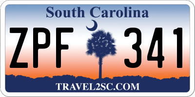 SC license plate ZPF341