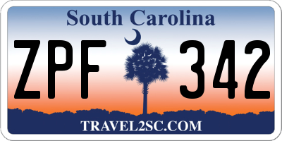 SC license plate ZPF342