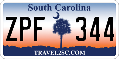 SC license plate ZPF344
