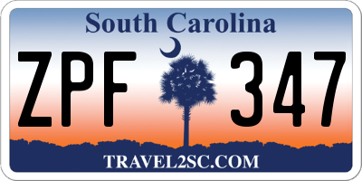 SC license plate ZPF347