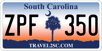 SC license plate ZPF350