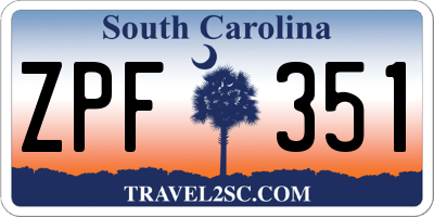 SC license plate ZPF351