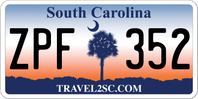 SC license plate ZPF352
