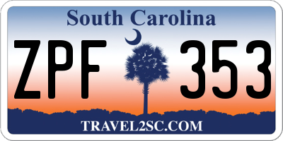 SC license plate ZPF353
