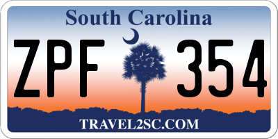 SC license plate ZPF354