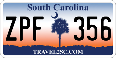 SC license plate ZPF356