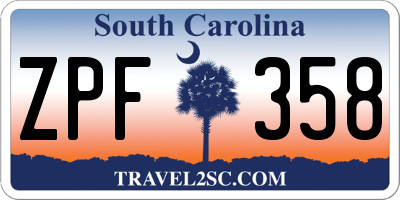 SC license plate ZPF358