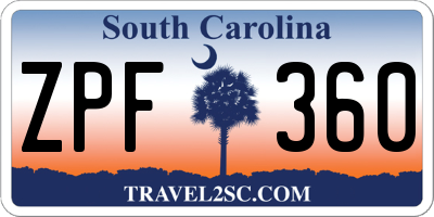 SC license plate ZPF360