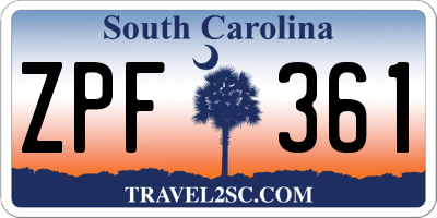 SC license plate ZPF361
