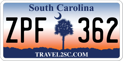 SC license plate ZPF362