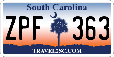 SC license plate ZPF363