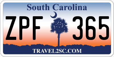 SC license plate ZPF365