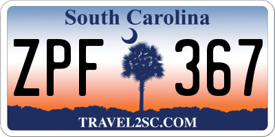SC license plate ZPF367