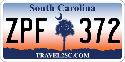 SC license plate ZPF372