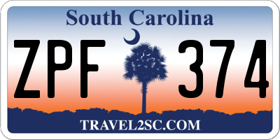 SC license plate ZPF374