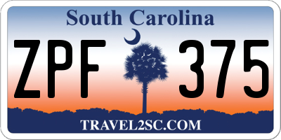 SC license plate ZPF375