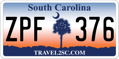 SC license plate ZPF376
