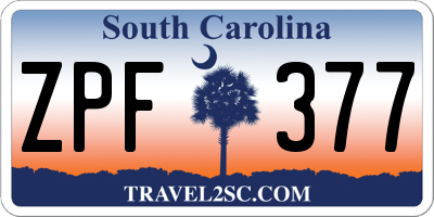 SC license plate ZPF377