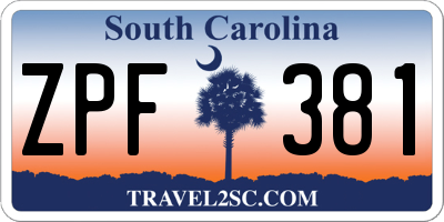 SC license plate ZPF381