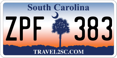 SC license plate ZPF383