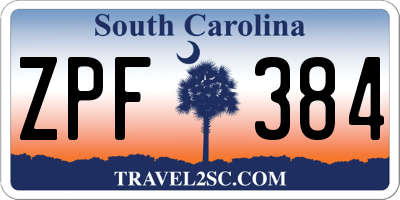 SC license plate ZPF384