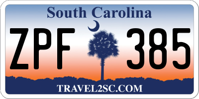 SC license plate ZPF385
