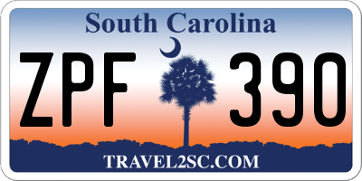 SC license plate ZPF390