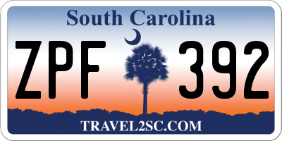 SC license plate ZPF392