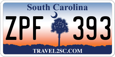 SC license plate ZPF393
