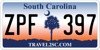 SC license plate ZPF397