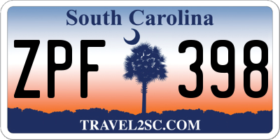 SC license plate ZPF398