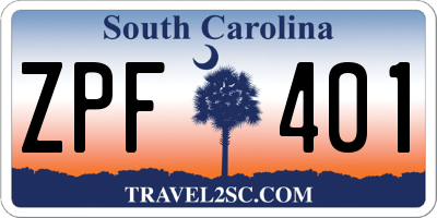 SC license plate ZPF401
