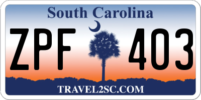 SC license plate ZPF403