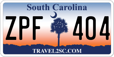 SC license plate ZPF404