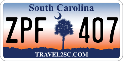 SC license plate ZPF407