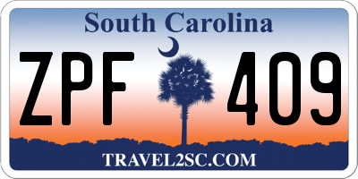 SC license plate ZPF409