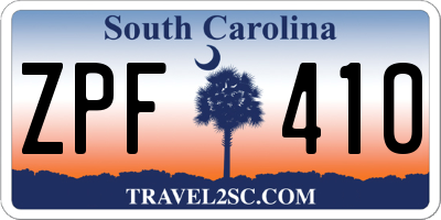 SC license plate ZPF410
