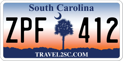 SC license plate ZPF412