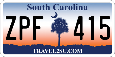 SC license plate ZPF415